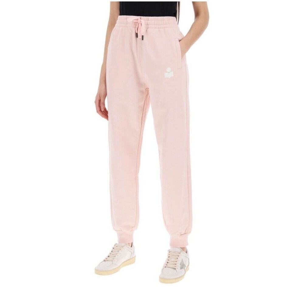 Isabel Marant Etoile Sweatpants Pink Malona Joggers Pearl Rose Ecru Logo Size 34